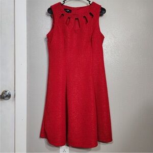 Red Sleeveless Dress with Cutout Neckline